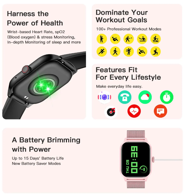 Smartwatch wtih Call Option and Fitness Tracker