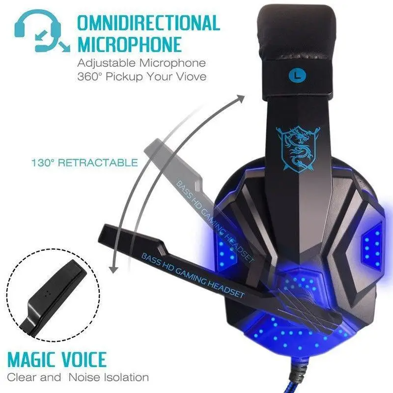 Gaming Headset EastVita PC780 with lighting microphone and bass earphones for PC / PS4 / Xbox