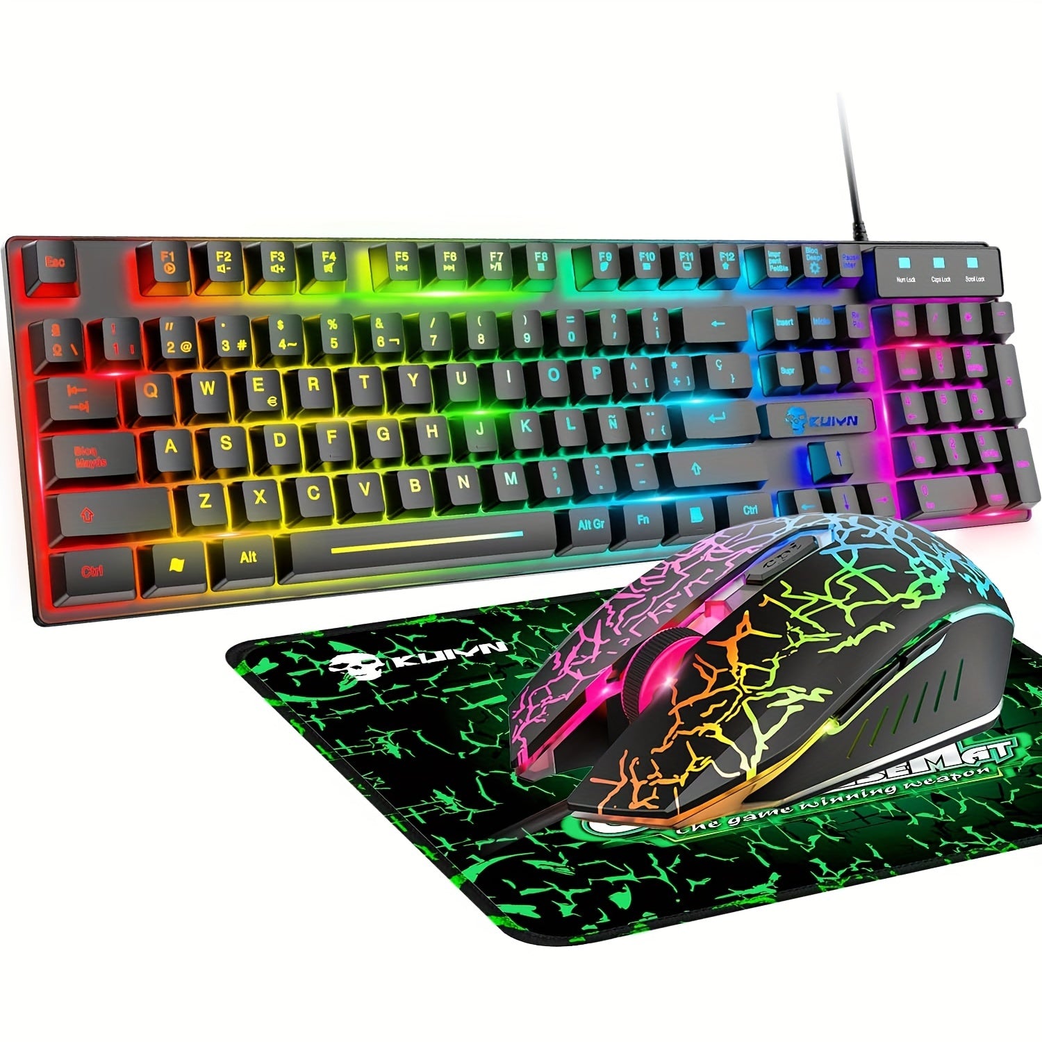 RGB Backlit Mechanical Gaming Keyboard 2400 DPI Optical Mouse Set Ergonomic Design + Free Mouse Pad