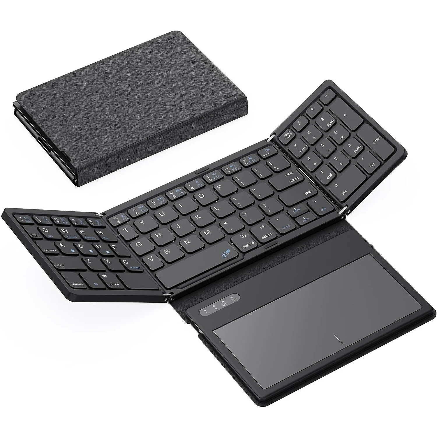 Wireless Foldable Bluetooth Keyboard – Portable Full-Size Folding Keyboard with Touchpad