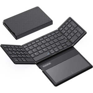 Wireless Foldable Bluetooth Keyboard – Portable Full-Size Folding Keyboard with Touchpad
